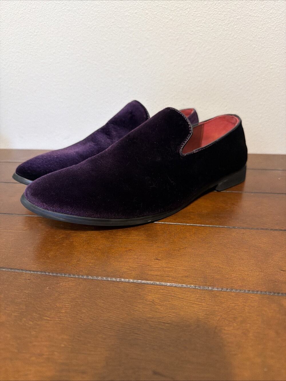 Mens Crushed Purple Velvet pennyLoafers Slip On Shoes Slippers Flats EU 44 us 11